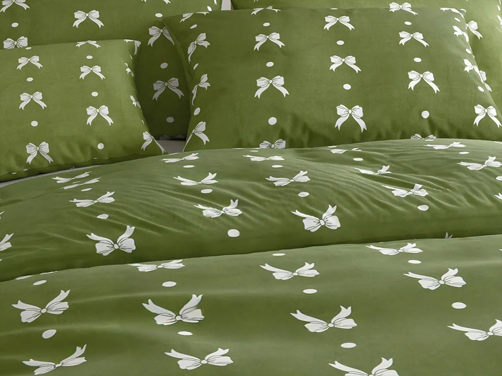 Flanelové obliečky z mikrovlákna WHITE BOW zelené Rozmer obliečky: 70 x 90 cm | 140 x 220 cm