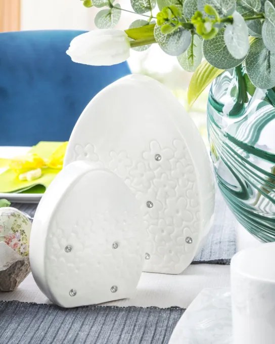 Veľkonočná dekorácia EGG 4 biela / strieborná (2 ks)