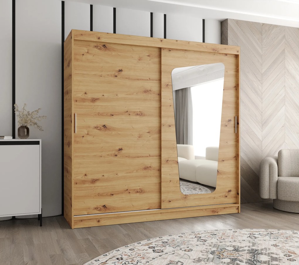 Šatníková skriňa 200 cm Mokka (dub artisan). Akcia -19%. Vlastná spoľahlivá doprava až k Vám domov. 1126035