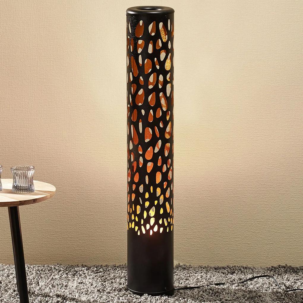Čierna stojaca LED lampa Organic s Flame Bulb