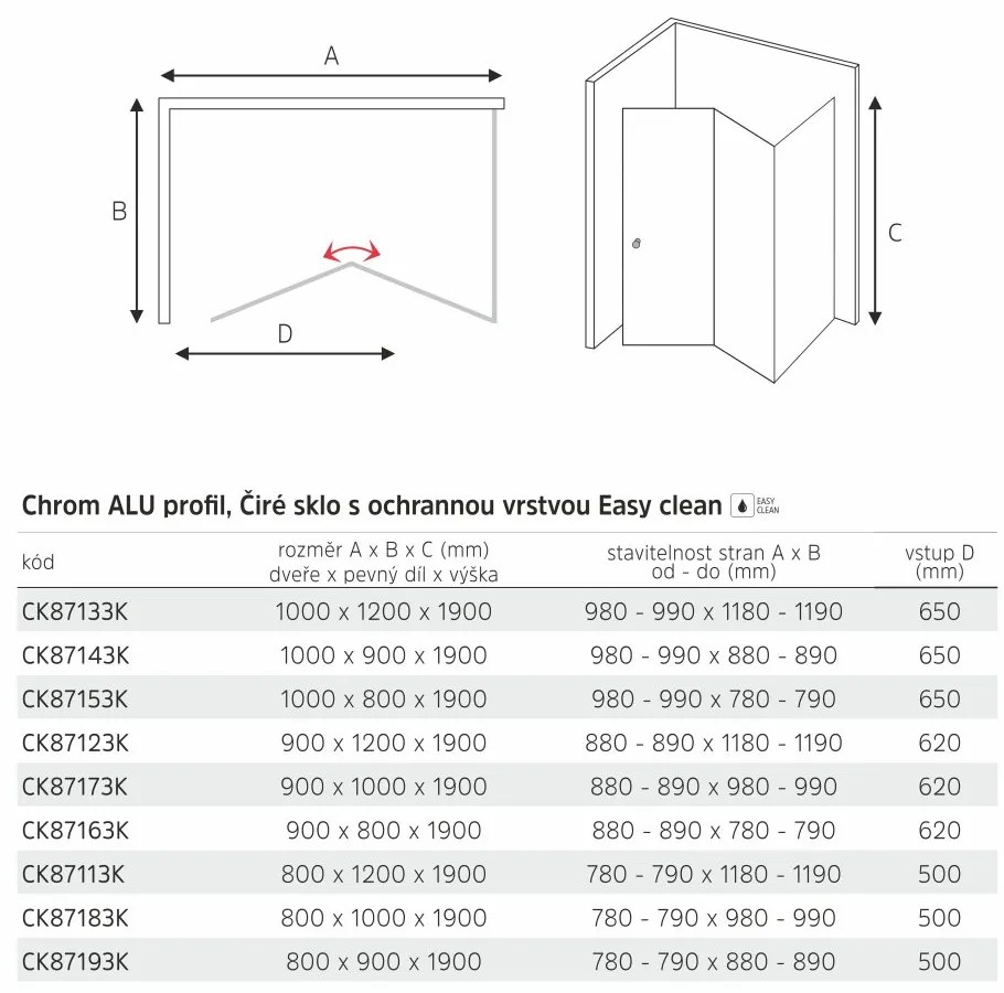 Mereo Mereo, Sprchový kút, LIMA, obdĺžnik, chróm ALU, sklo číre, MER-CK87173K