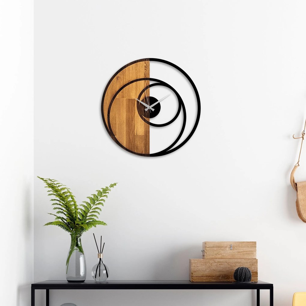 Dekoratívne nástenné hodiny WALLIE CIRCLE 56 cm orech/čierne