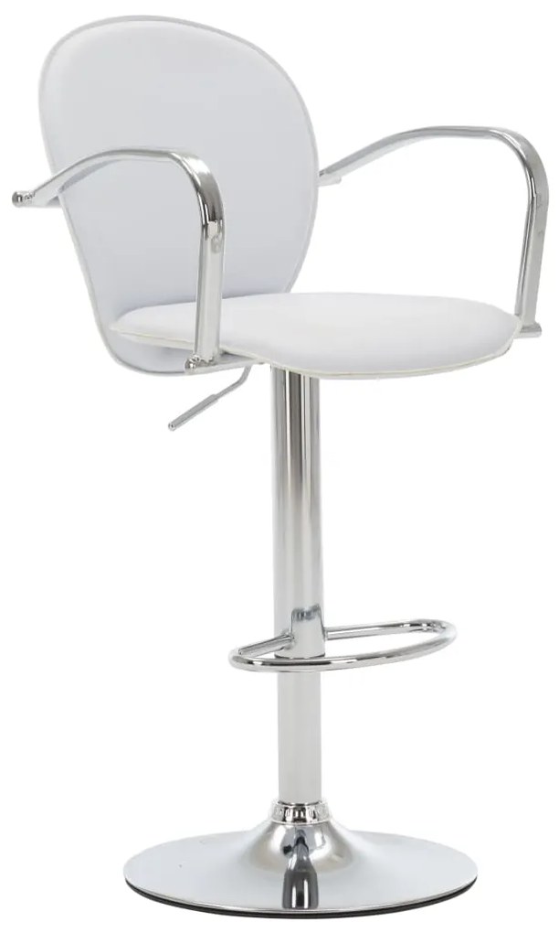 vidaXL Barová stolička s opierkami, biela, umelá koža