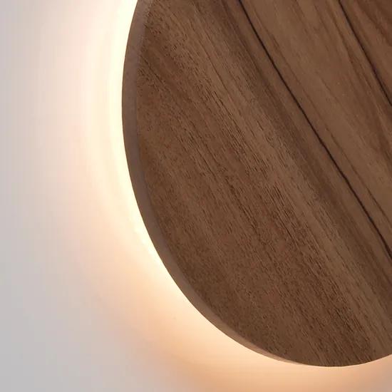 ACA DECOR Nástenné LED svietidlo Badge Dark Wood Ø 22 cm