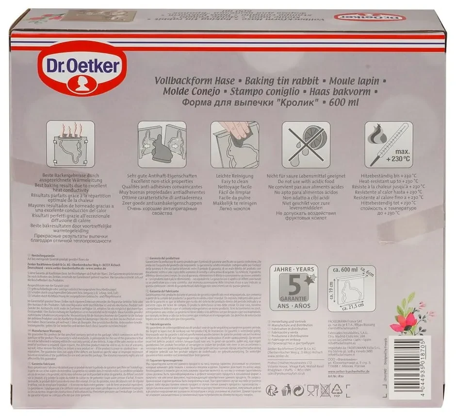 Oceľová forma na pečenie Dr. Oetker Easter Bunny, 600 ml
