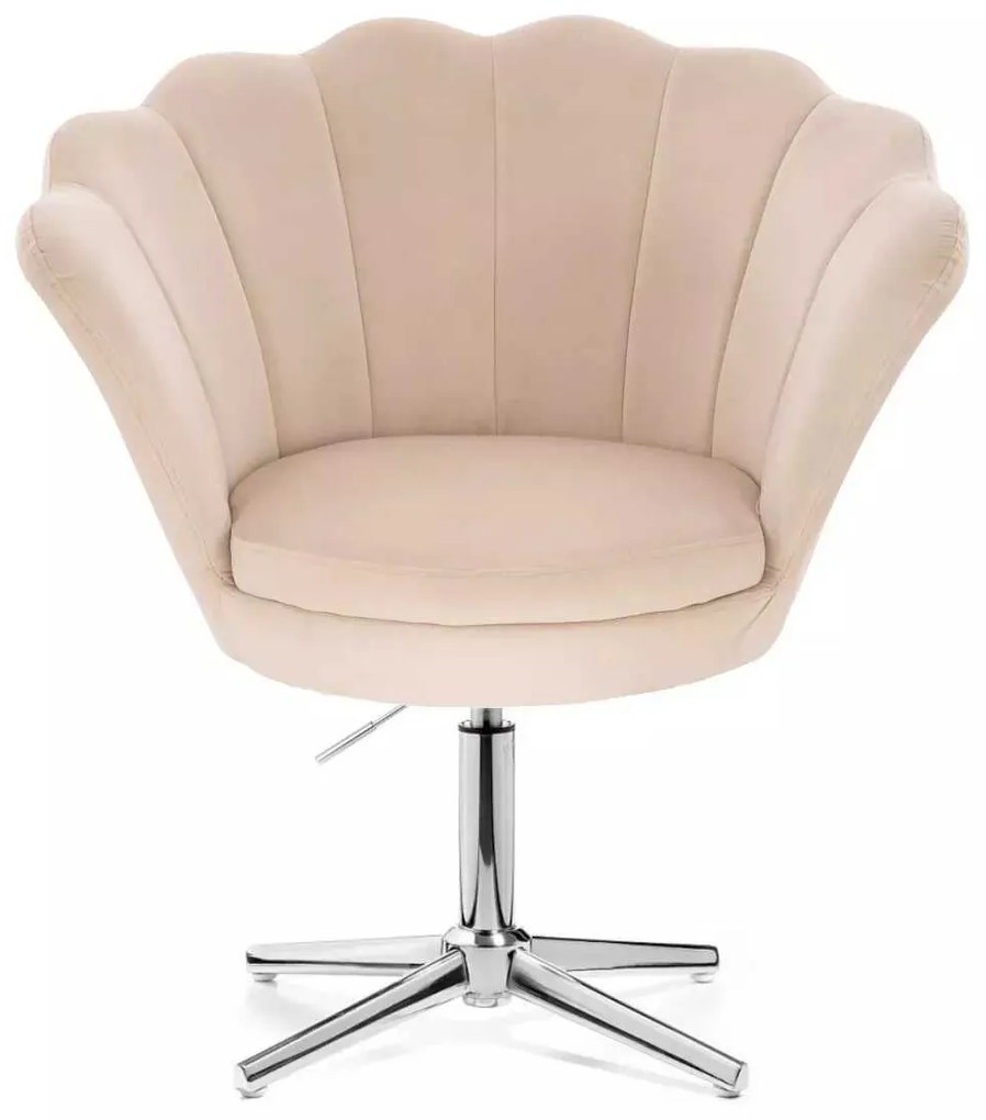 LuxuryForm DESIGN Kreslo FREY VELUR na striebornom kríži - krémové