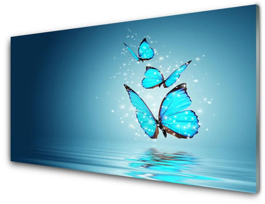 Skleneny obraz Motýle voda umenie 120x60 cm