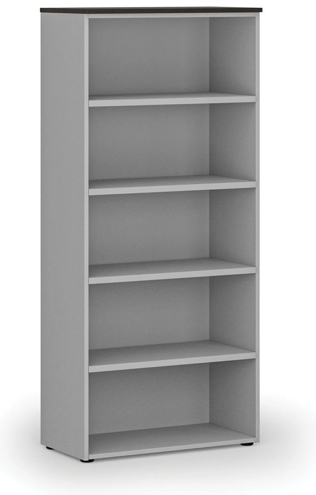 Kancelársky regál PRIMO GRAY, 800 x 420 x 1781 mm, sivá/wenge