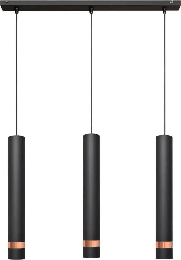LED Luster na lanku TUBA 3xGU10/4,8W/230V čierna/medená