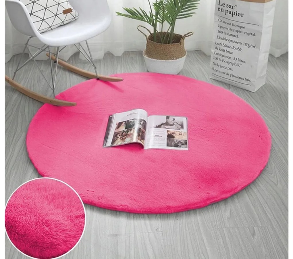 TZ Tmavoružový okrúhly koberec Rabbit Rozmer: 150