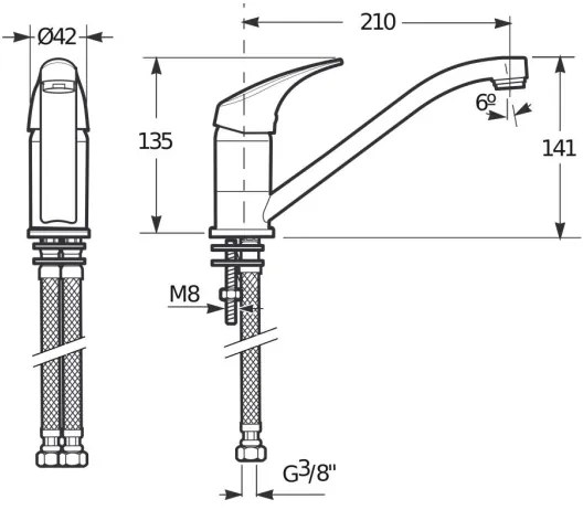 JIKA H3511N10042301 - Batéria TALAS 13,5 cm, lesklý chróm