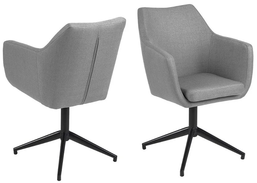 Elegantné otočné kreslo Almond, svetlosivé