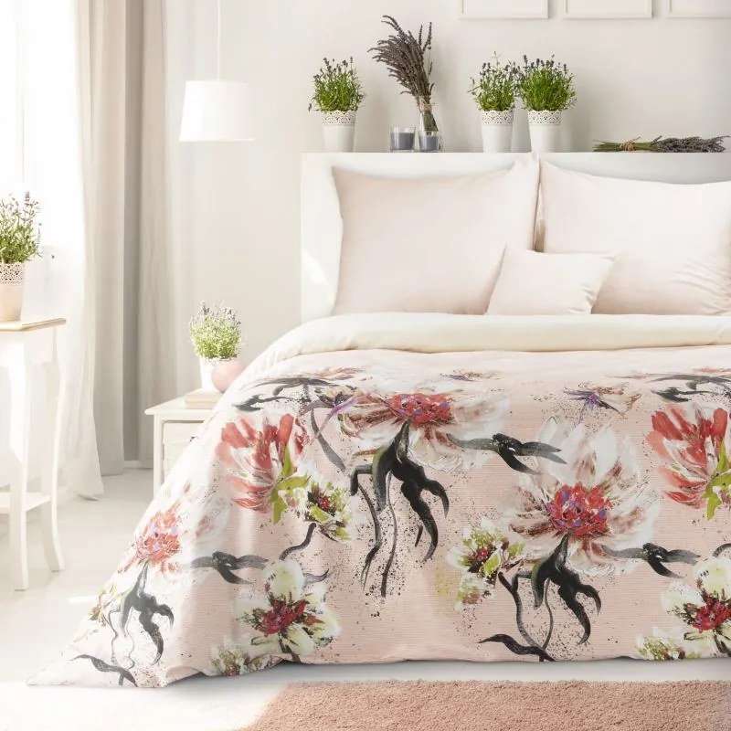 DomTextilu Staroružové posteľné obliečky s motívom kvetov 3 časti: 1ks 160 cmx200 + 2ks 70 cmx80 Ružová 35147-167347