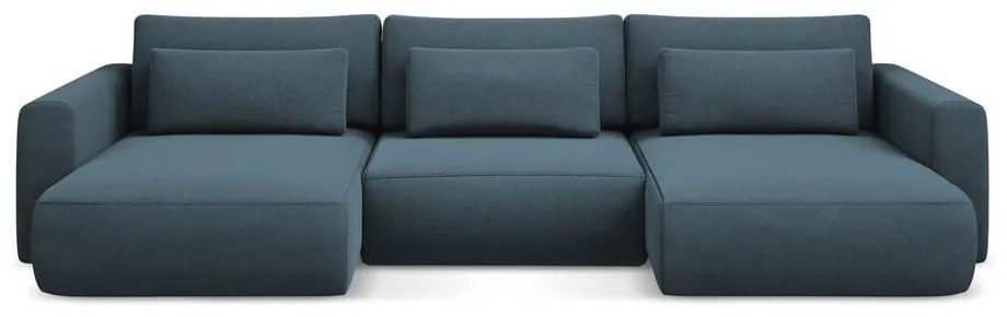 Modrá rozkladacia/s úložným priestorom rohová pohovka (do tvaru "U") Kapua – Makamii