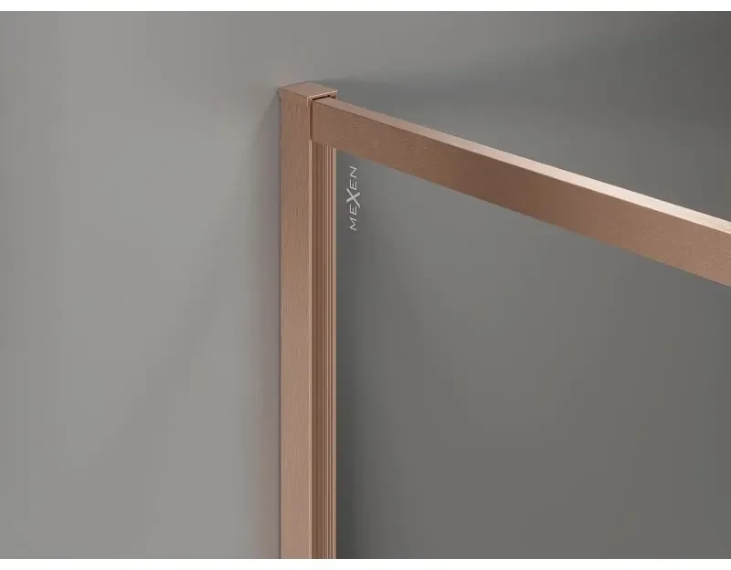 Mexen Kioto-F, sprchová zástena s rámom 90 x 202 cm, 8 mm šedé sklo, profil medená matná, 800-090-104-65-40