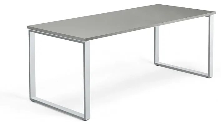 Kancelársky stôl QBUS, O-rám, 1800x800 mm, strieborná, svetlošedá