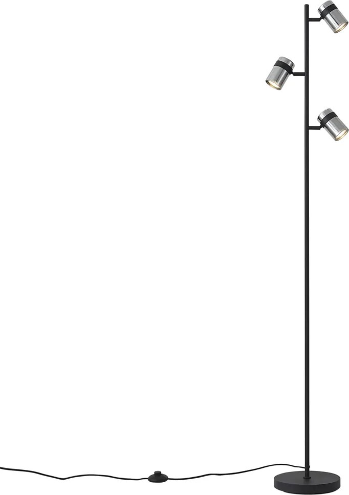 Moderná stojaca lampa čierna s dymovým sklom 3-svetlá - Gianni
