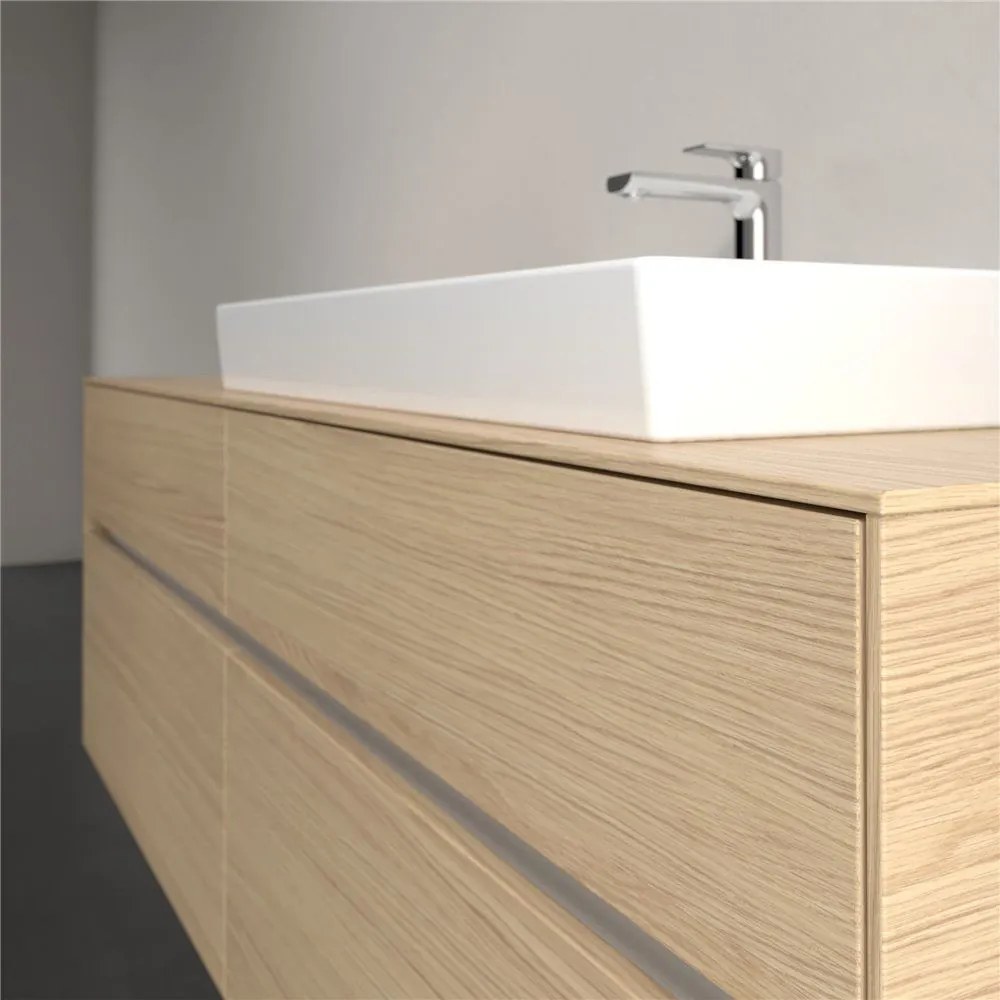 VILLEROY &amp; BOCH Collaro závesná skrinka pod umývadlo na dosku (umývadlo vpravo), 4 zásuvky, s LED osvetlením, 1600 x 500 x 548 mm, Nordic Oak, C027B0VJ