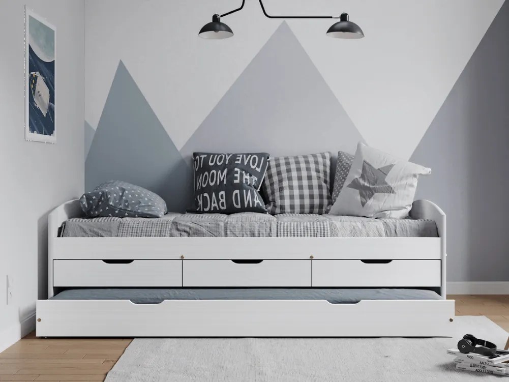 Jednolôžková posteľ 90x200 cm Marcy (biela). Vlastná spoľahlivá doprava až k Vám domov. 1064606