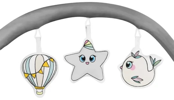 Lionelo - Cestovná postieľka FLOWER Šedá Scandi