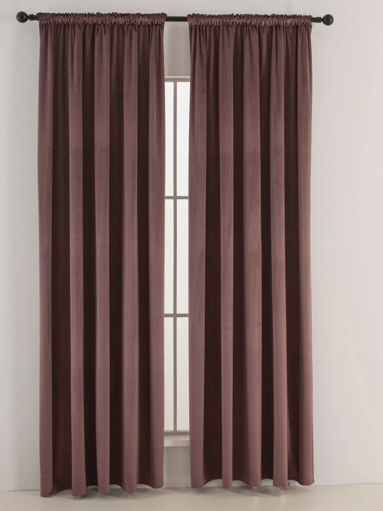 Zamatové zatemňovacie závesy Cesar marsala - 140 x 180 cm (2ks) - riasiaca stuha