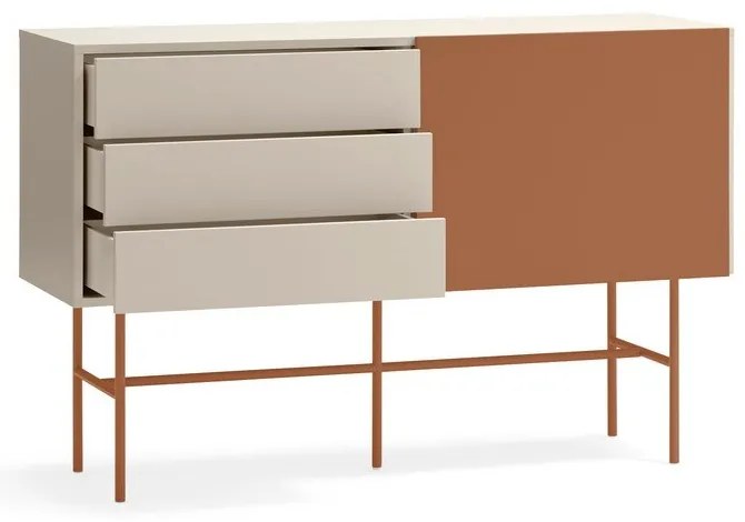 Nízka komoda s posuvnými dverami v béžovo-tehlovej farbe140x91 cm Nube – Teulat