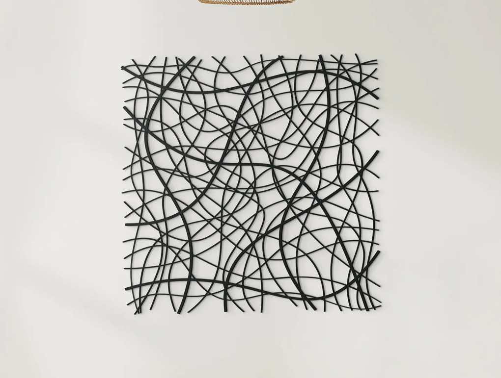 drevko Abstraktný obraz na stenu Prepletance Rozmer obrazu: 32,5 x 32,5 cm, Farba dekorácie: Čierna