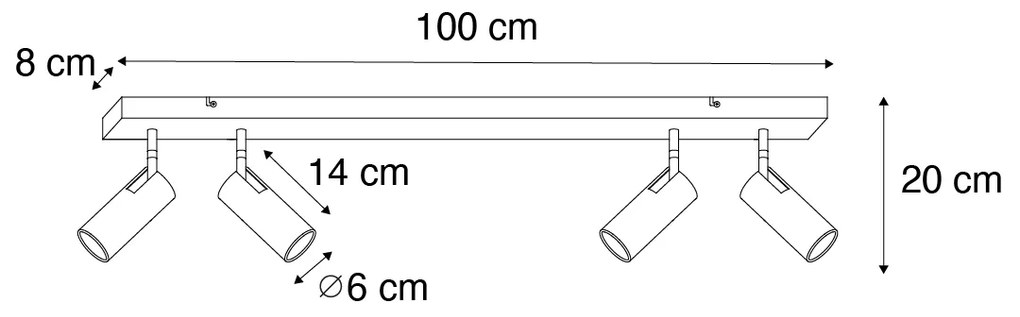 Moderné stropné bodové svetlo čierne s bronzom 4-svetlo nastaviteľné - Renna