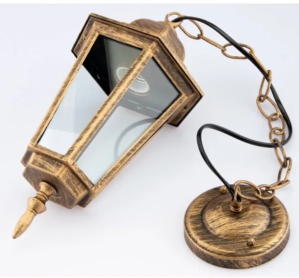 Vonkajší luster na reťazi 1xE27/60W/230V zlatá IP44