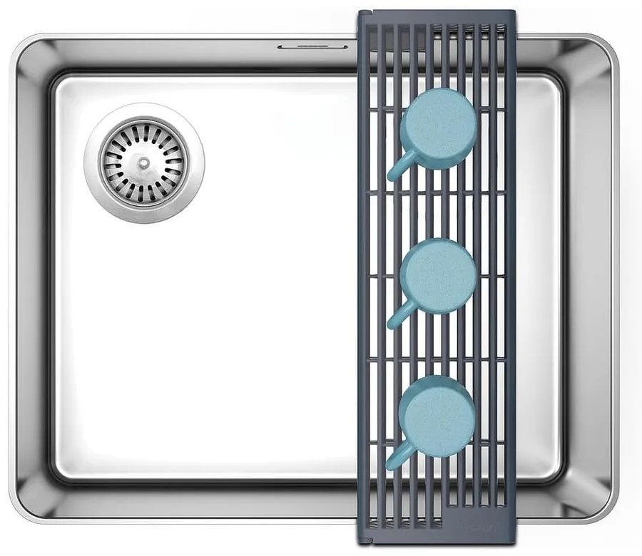 Sivá nastaviteľná plastová odkvapkávacia mriežka na drez 43x13 cm Platform – Joseph Joseph