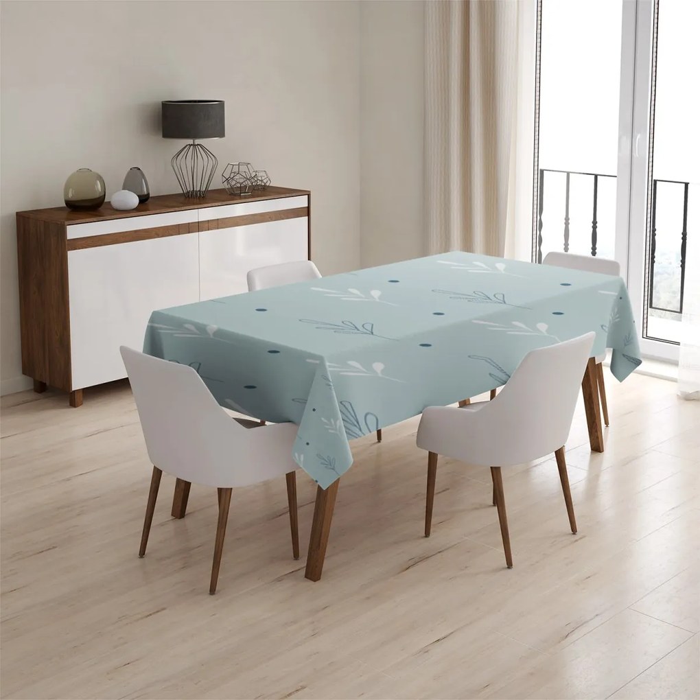 Sablio Obrus Modré a Biele lístky - 90x90 cm