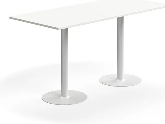 Barový stôl ALVA, 1800x800x900 mm, s kotvením do zeme, HPL, biela