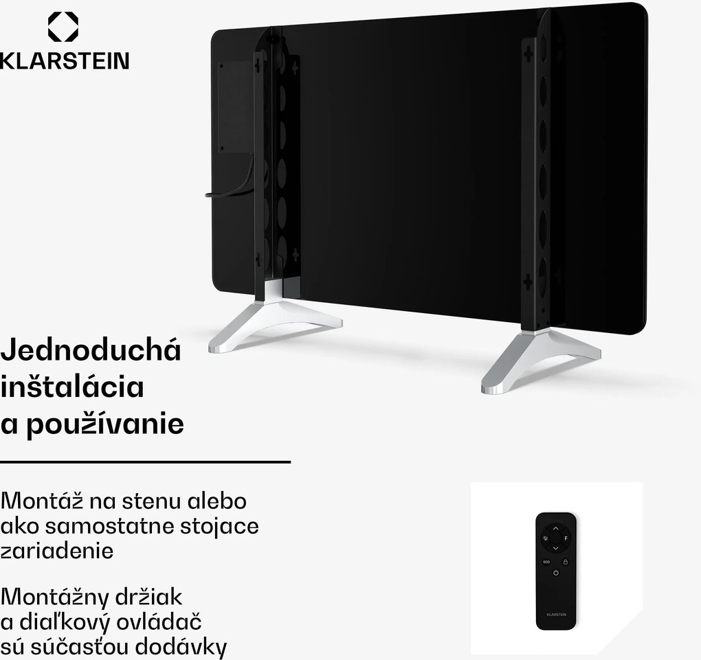 Klarstein Wonderglass infračervený panel | 480 W | 5-9 m² | Moderný sklenený dizajn | 90 cm x 58 cm