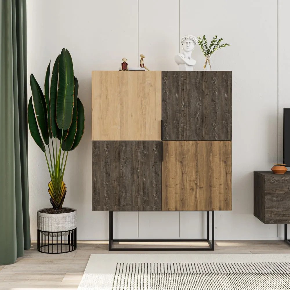 Skrinka v dekore duba v hnedo-prírodnej farbe 100x130 cm Titan – Marckeric