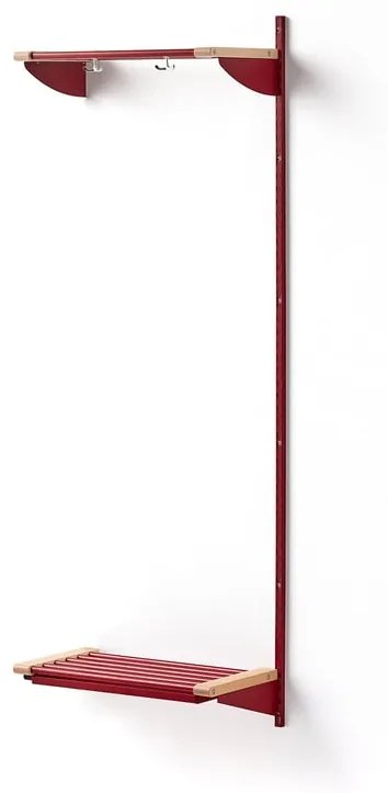 Vešiaková stena JEPPE s hornou policou, prídavná sekcia, 1790x600x310 mm, červená/breza