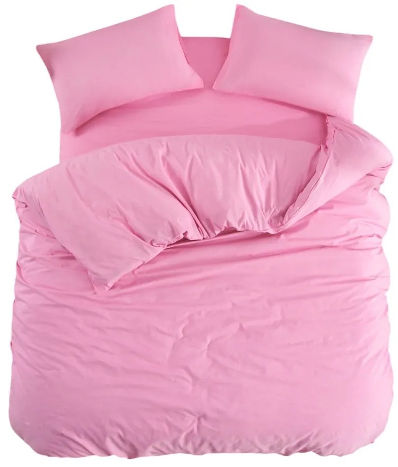 Ružové obliečky na jednolôžko/predĺžené s plachtou/3-dielne 160x220 cm Classic – Mila Home