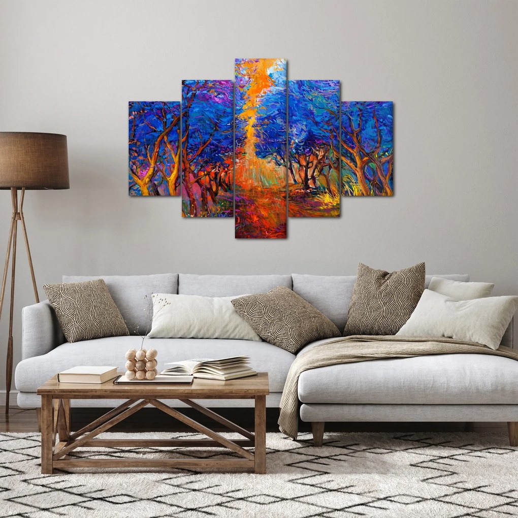 Obraz - jesenné koruny stromov, moderný impresionizmus (150x105 cm)