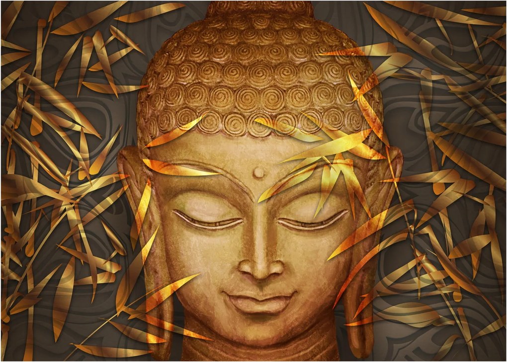 Sklenený obraz - Zlatý Budha (70x50 cm)