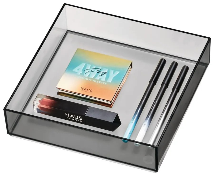 Matne čierny kúpeľňový organizér na kozmetiku z recyklovaného plastu - iDesign