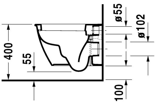 DURAVIT Darling New závesné WC Compact s hlbokým splachovaním, 360 mm x 485 mm, s povrchom WonderGliss, 25490900001