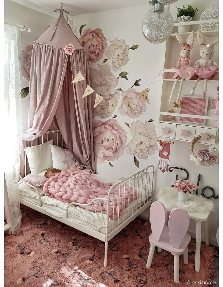 Ružový prateľný ručne tkaný bavlnený detský koberec 140x210 cm English Garden Ash Rose – Lorena Canals