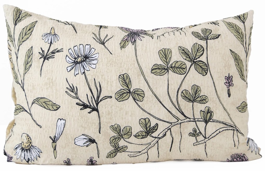 Krepová obliečka na vankúš Renforcé 40 × 60 cm - Herbár béžový