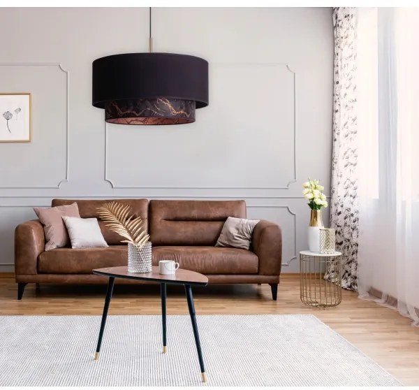 Duolla - Luster na lanku NANTES 1xE27/15W/230V pr. 45 cm čierna/medená