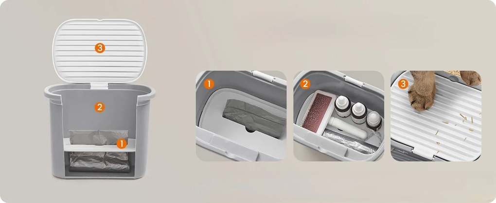 Kočičí toaleta Sofis 64 cm šedá