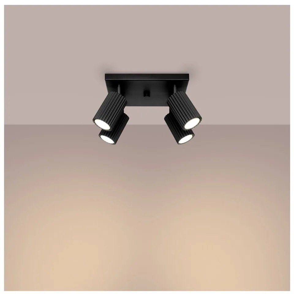 Čierne stropné svietidlo 25x25 cm Gleam – Sollux