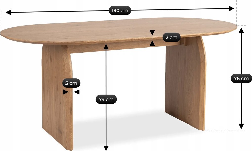 Vintino Jedálenský stôl ZETRON oválny 190 cm – dub