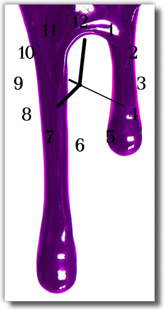 Sklenené hodiny vertikálne  Tekuté fialovej farby