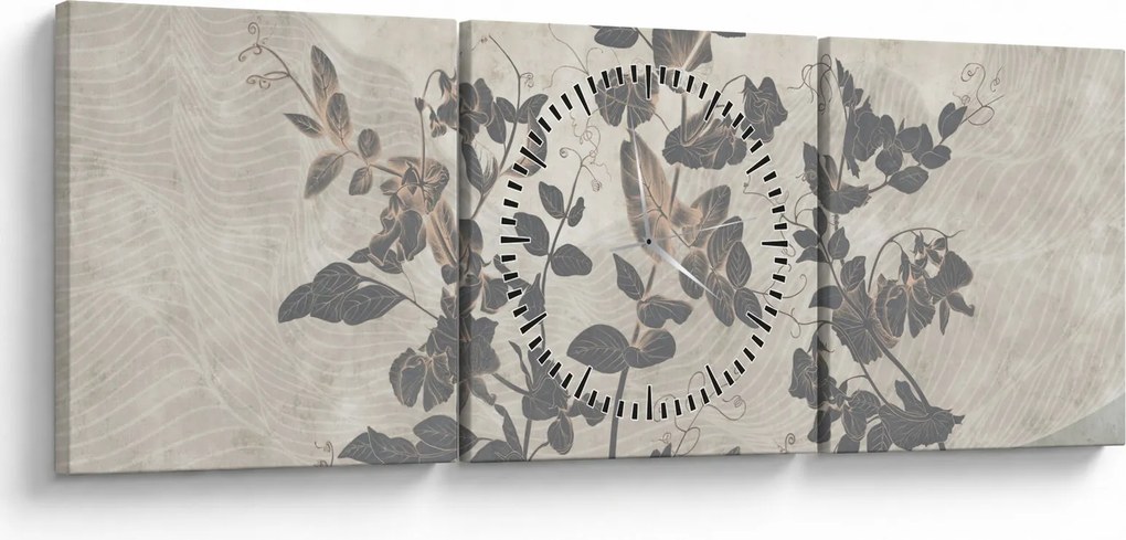 Obraz - Texturované listy (s hodinami) (90x30 cm)