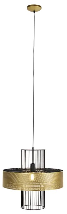 Dizajnové závesné svietidlo zlaté s čiernou 50 cm - Tess
