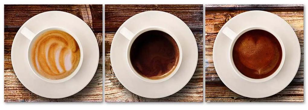 Gario Sada obrazov na plátne Káva v 3 variantoch - 3 dielna Rozmery: 90 x 30 cm